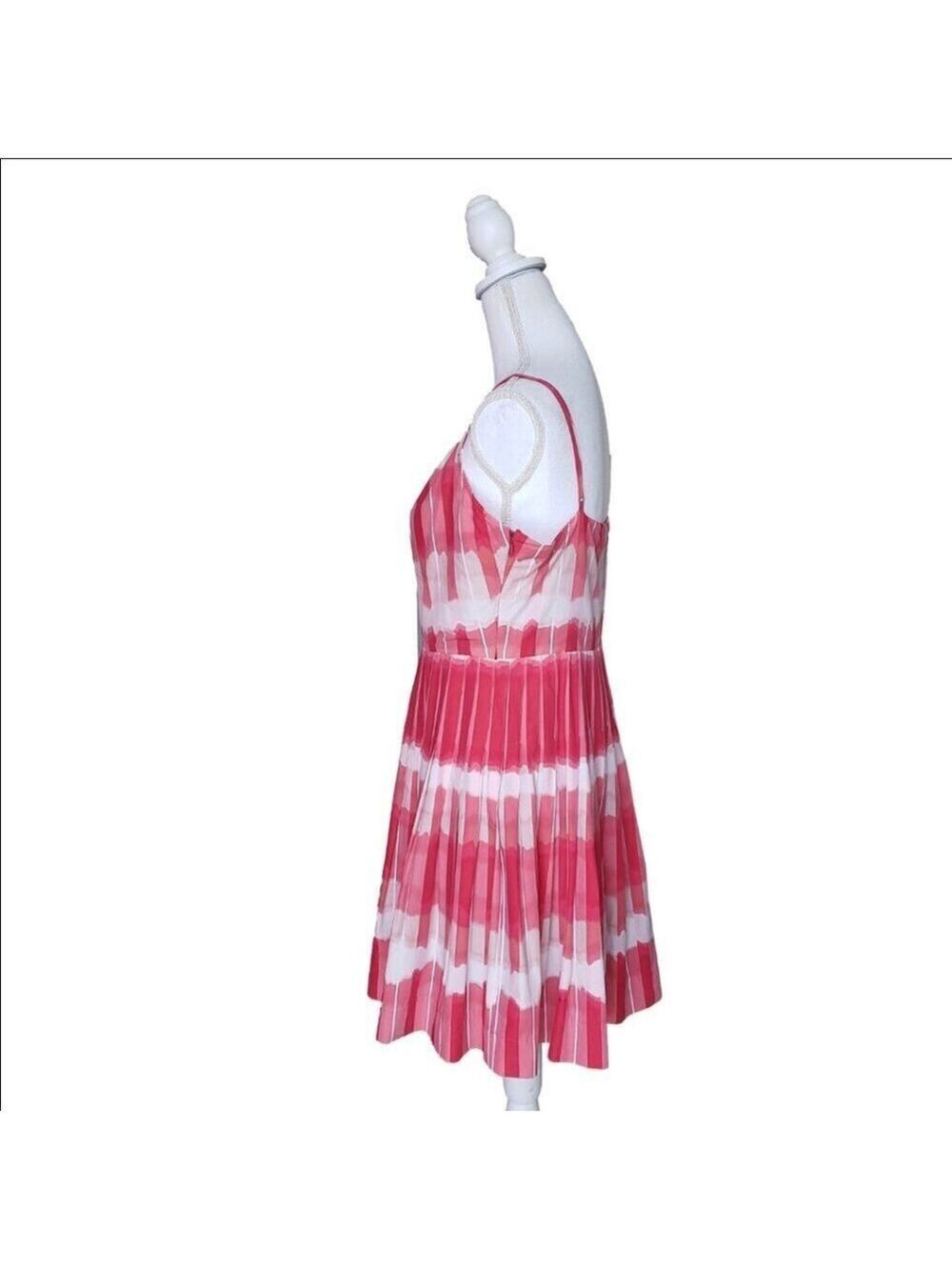 BCBGMAXAZRIA Women’s Pink & White Pleated Spaghetti Strap Dress Size 12 - Picture 4 of 9